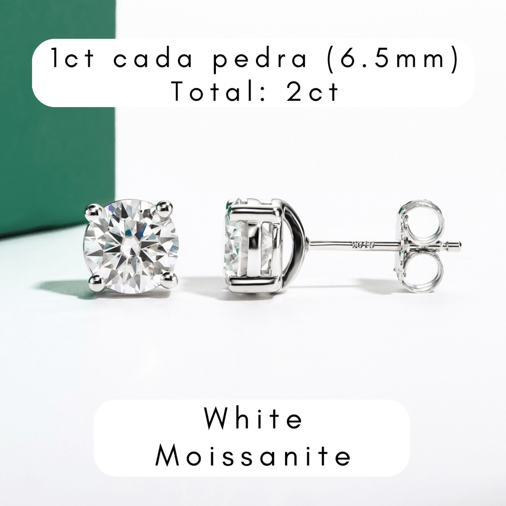 Brinco Brilhante Haste em Ouro 10k Moissanite - Momi Jewel