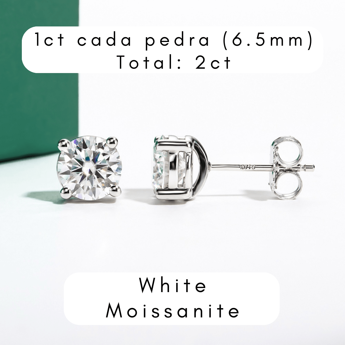 Brinco Brilhante Haste em Ouro 10k Moissanite - Momi Jewel