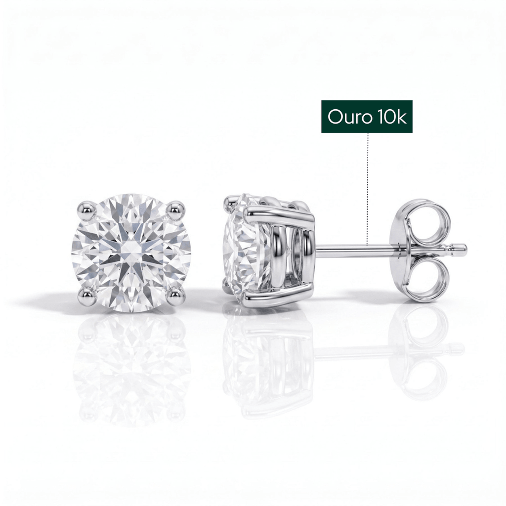 Brinco Brilhante Haste em Ouro 10k Moissanite - Momi Jewel