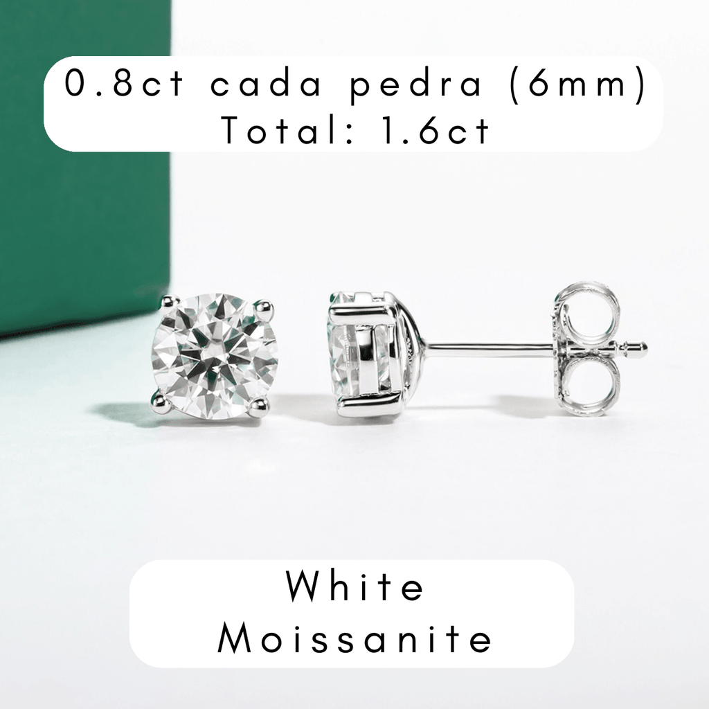 Brinco Brilhante Haste em Ouro 10k Moissanite - Momi Jewel