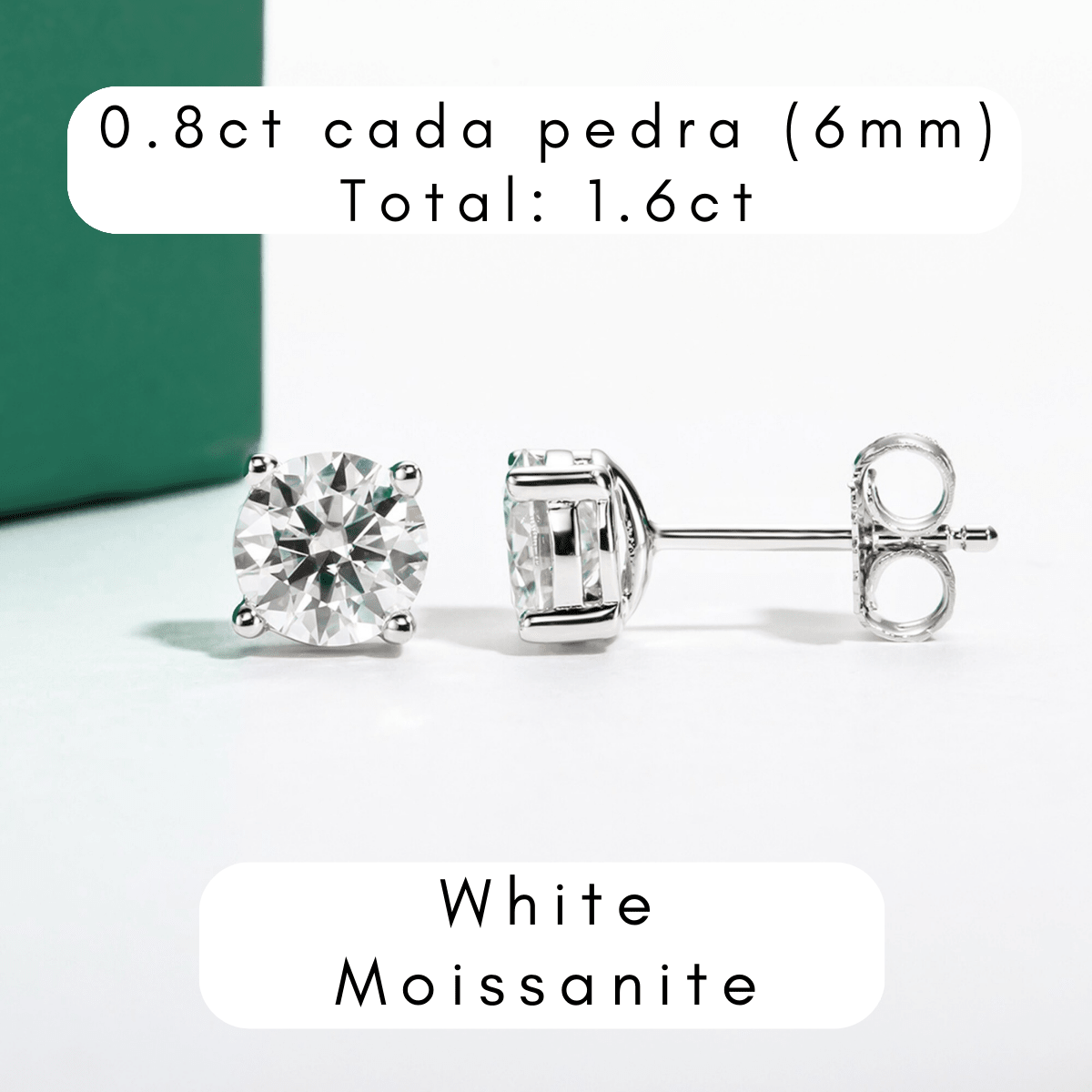 Brinco Brilhante Haste em Ouro 10k Moissanite - Momi Jewel