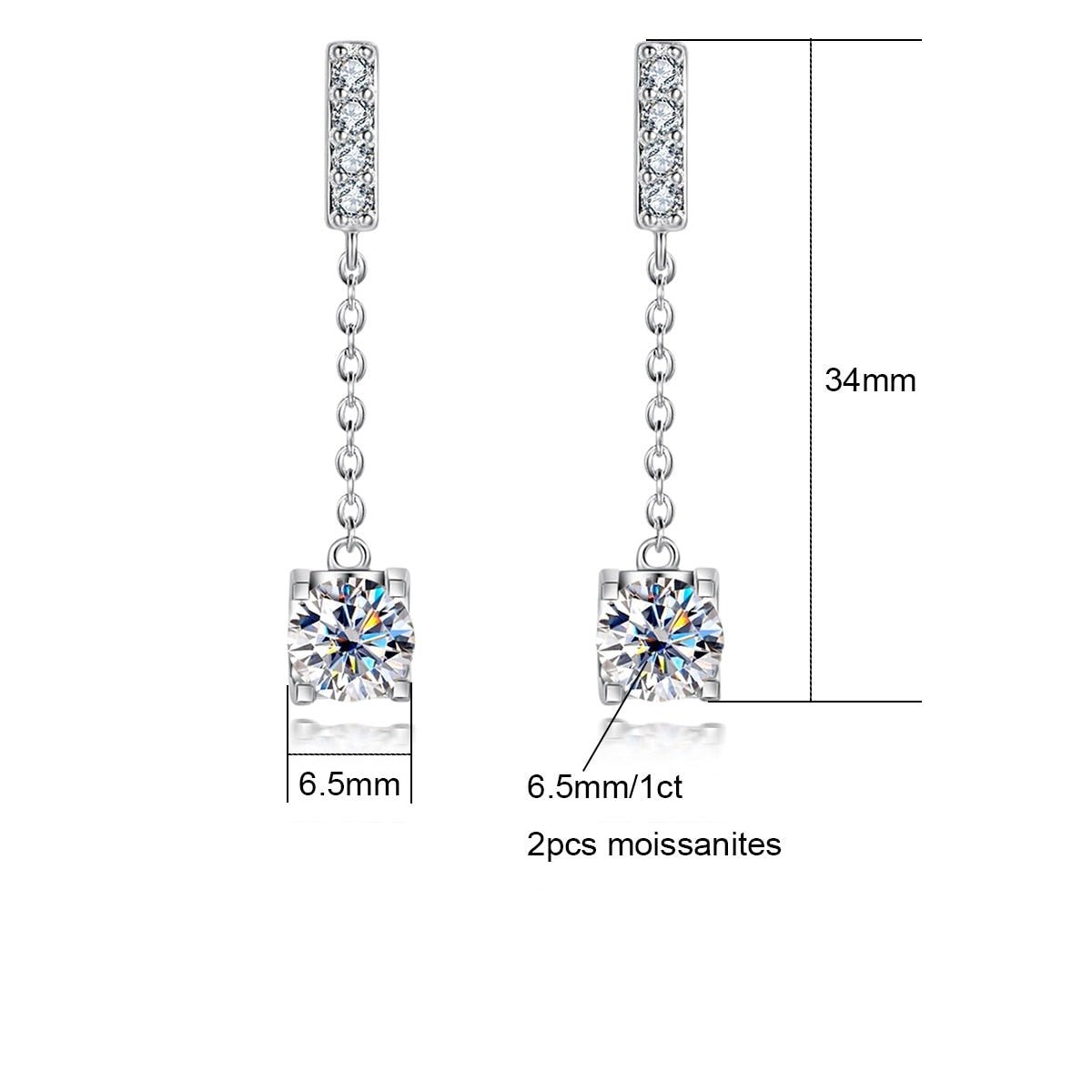 Brinco Celestial Moissanite Moissanite - Momi Jewel