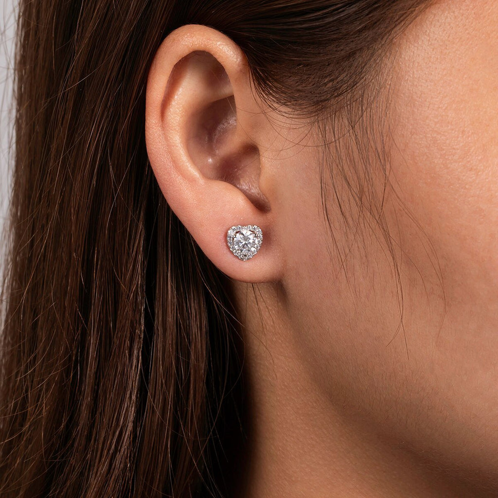 Brinco Coração Moissanite Moissanite - Momi Jewel