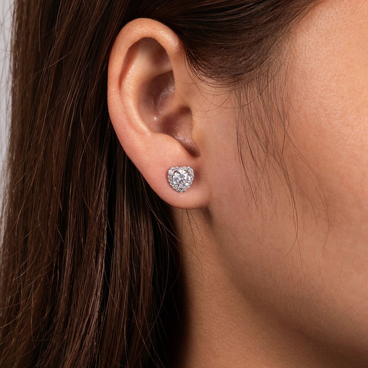 Brinco Coração Moissanite Moissanite - Momi Jewel