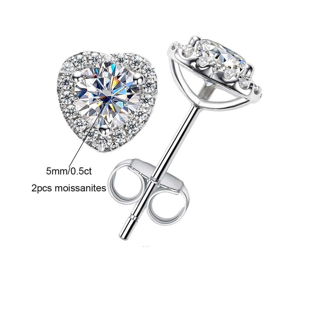 Brinco Coração Moissanite Moissanite - Momi Jewel