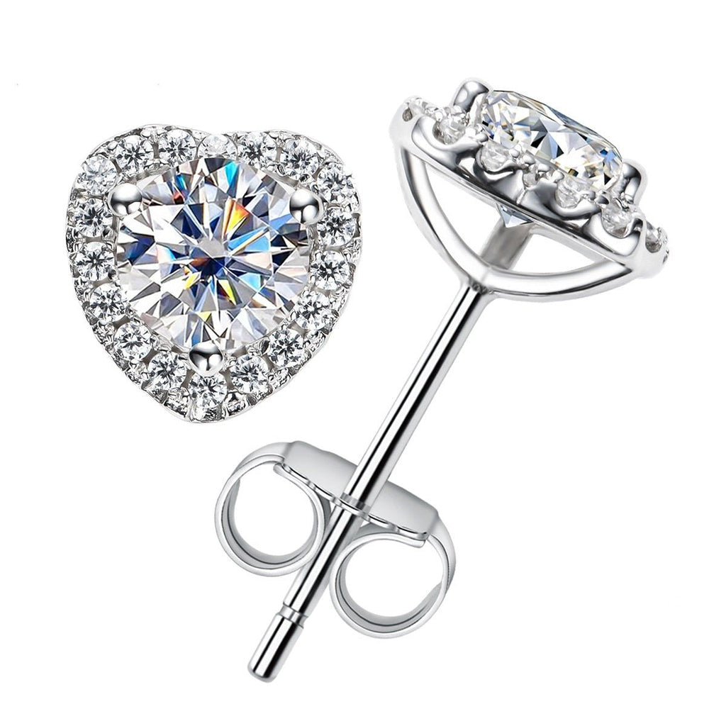 Brinco Coração Moissanite Moissanite - Momi Jewel