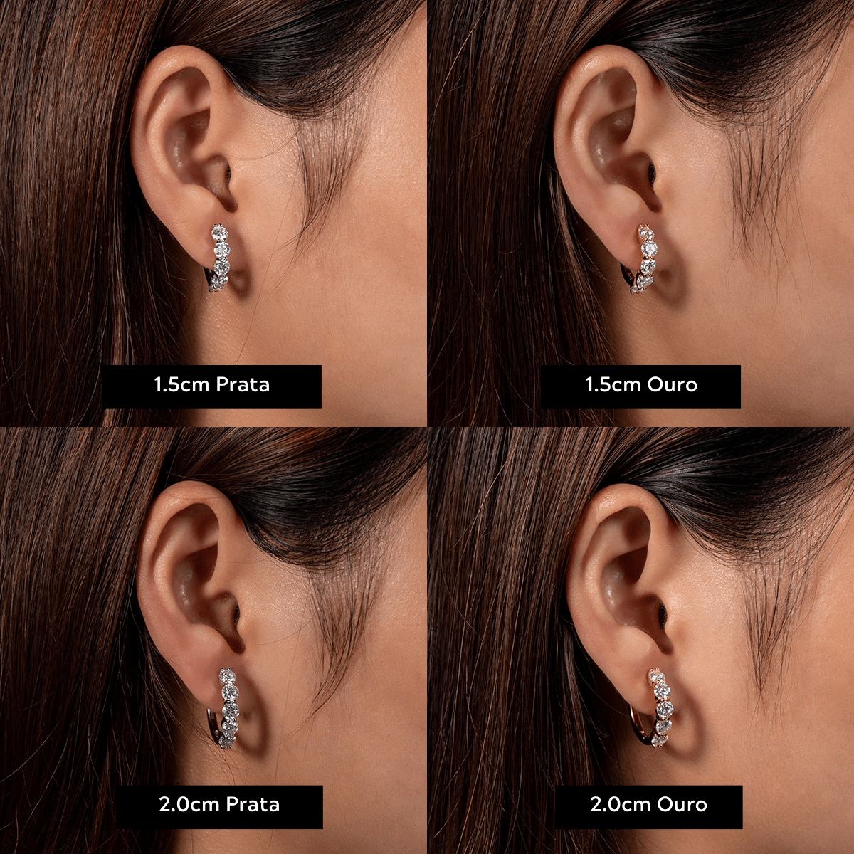 Brinco de Argola Moissanite Moissanite - Momi Jewel