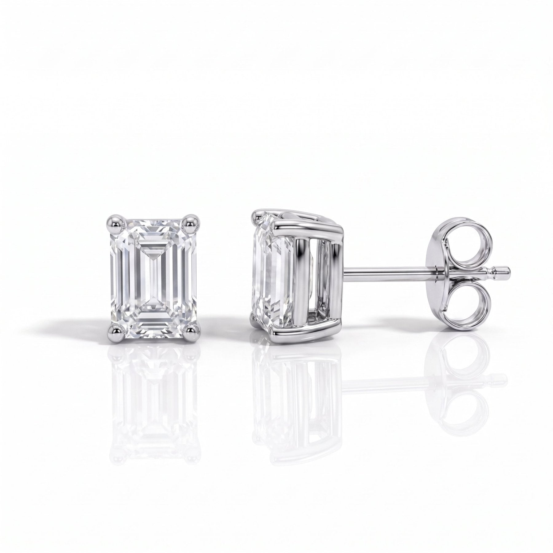 Brinco Esmeralda Haste em Ouro 10k Moissanite - Momi Jewel