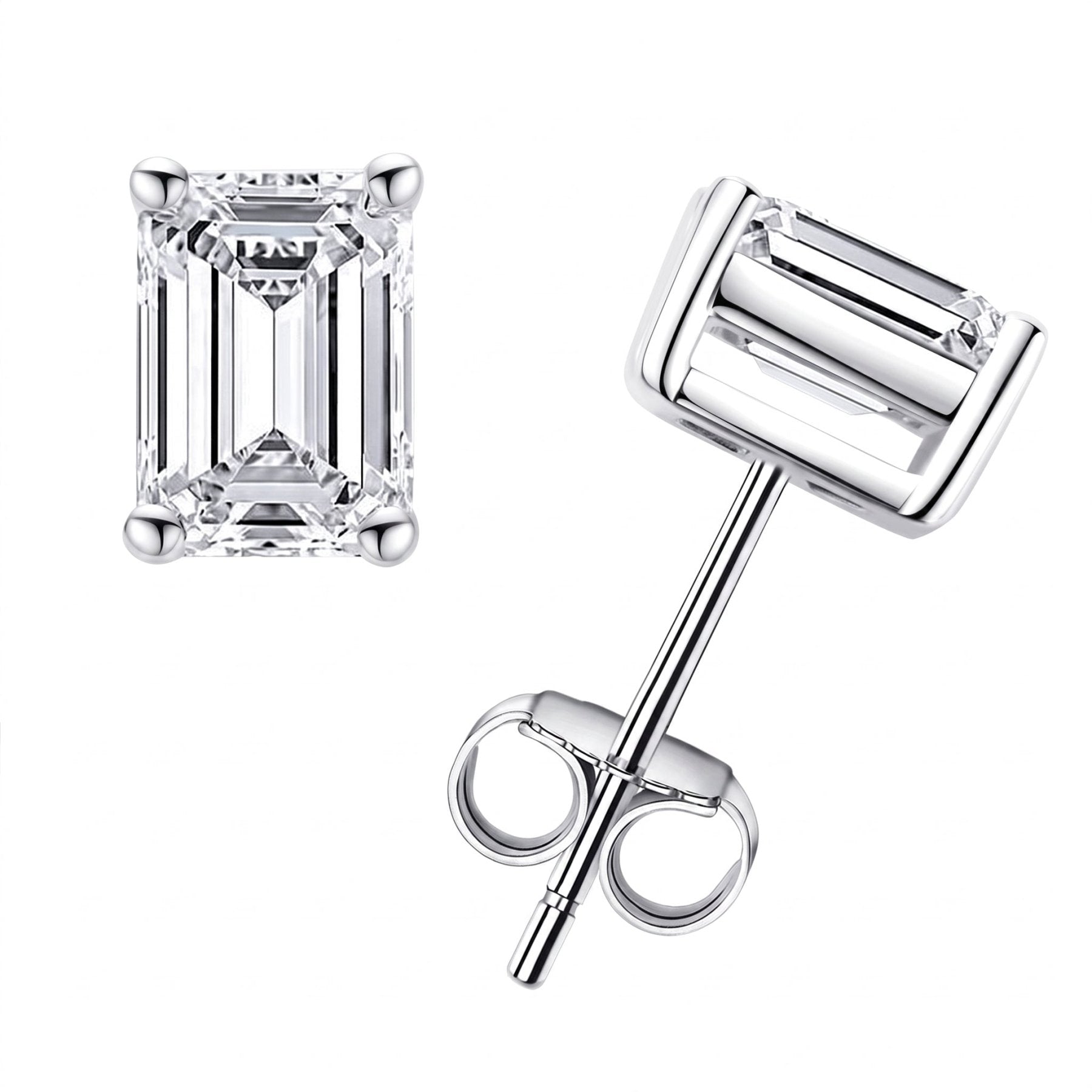 Brinco Esmeralda Haste em Ouro 10k Moissanite - Momi Jewel