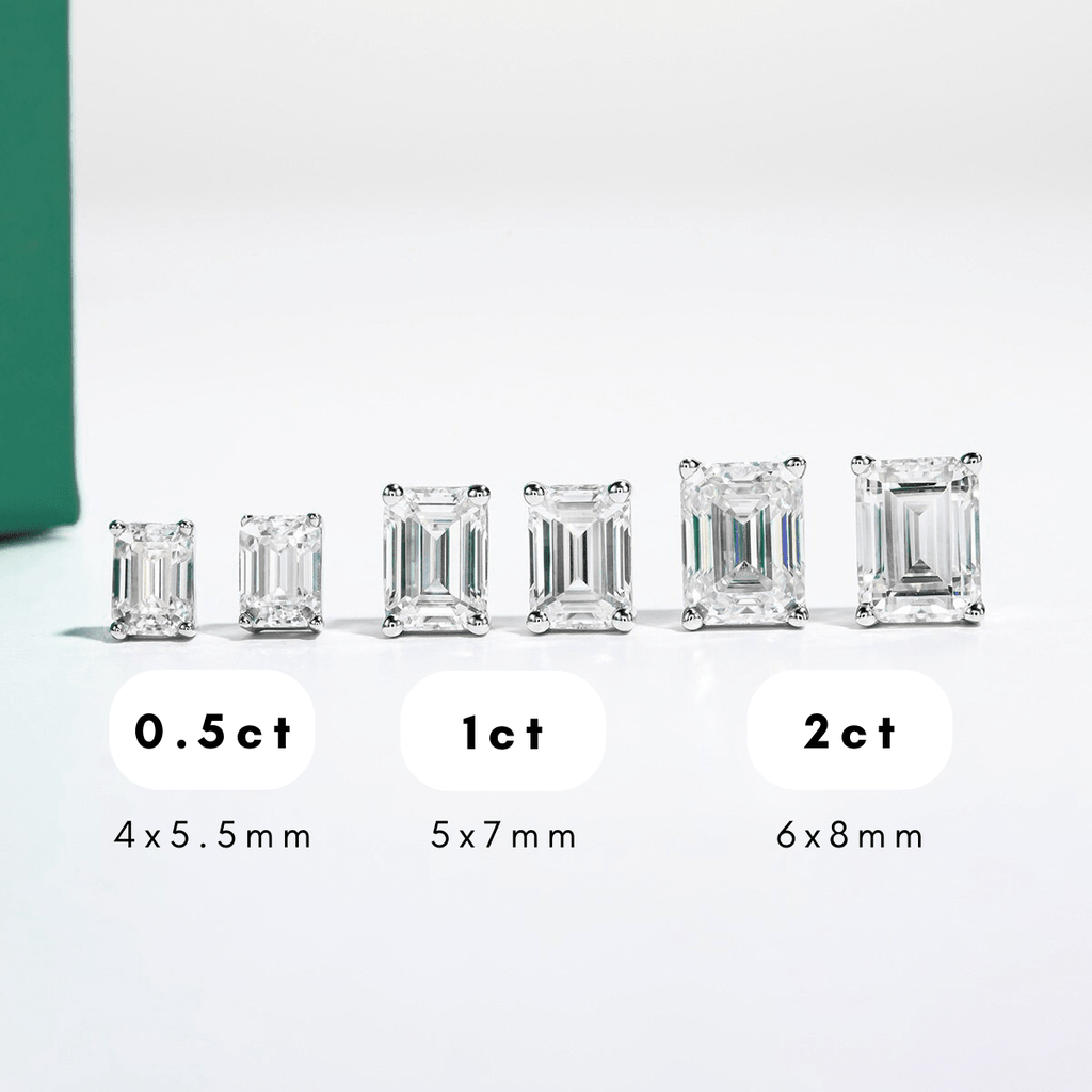 Brinco Esmeralda Haste em Ouro 10k Moissanite - Momi Jewel