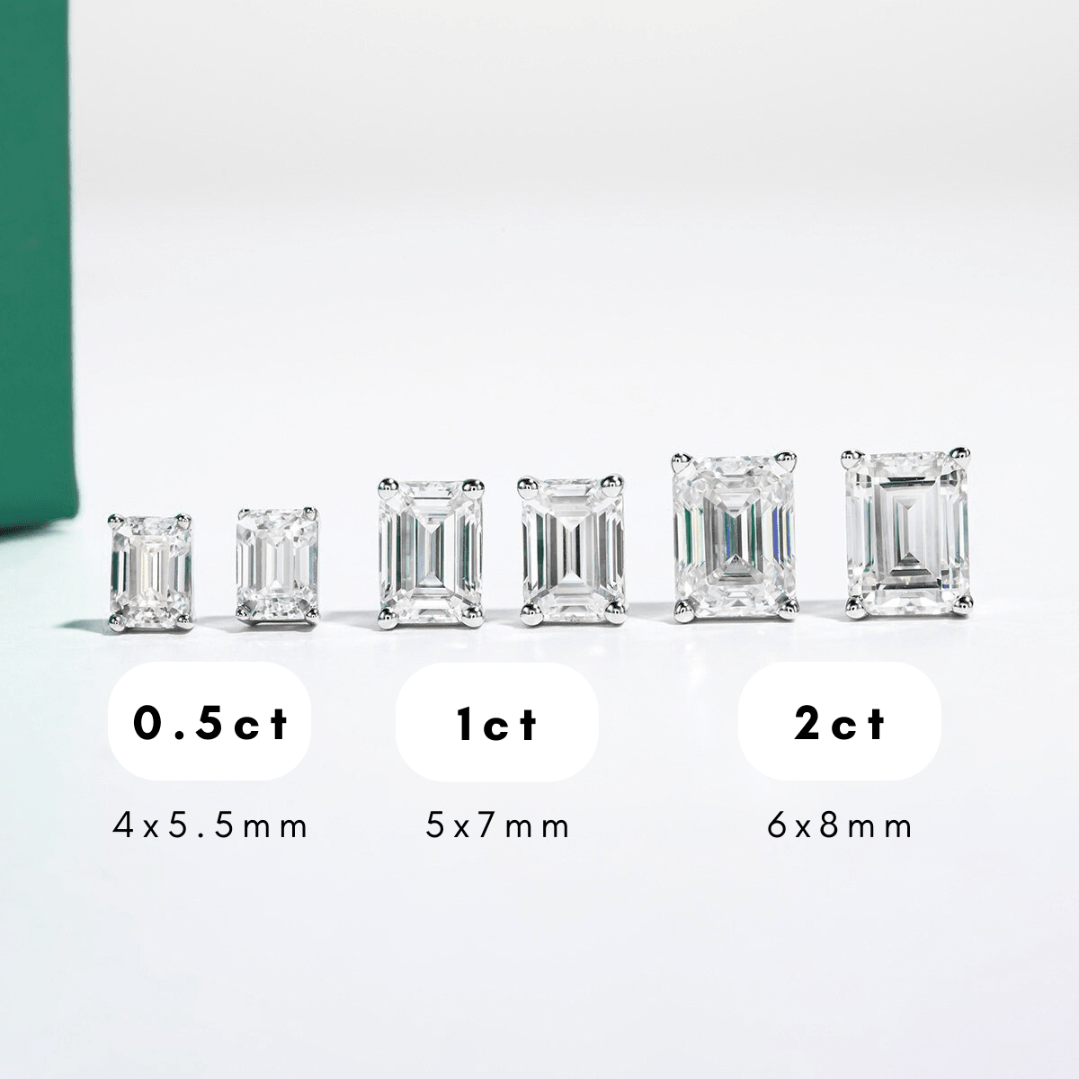Brinco Esmeralda Haste em Ouro 10k Moissanite - Momi Jewel