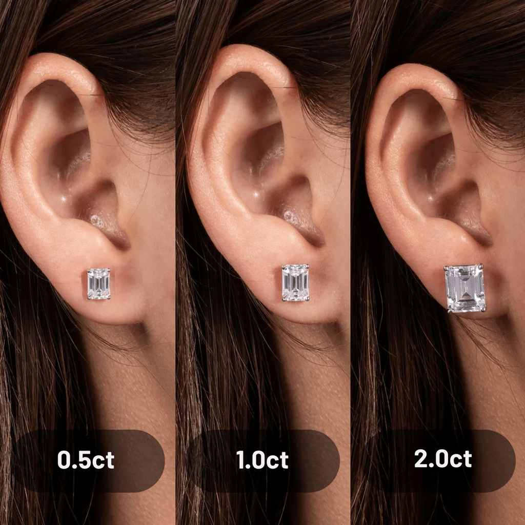 Brinco Esmeralda Haste em Ouro 10k Moissanite - Momi Jewel