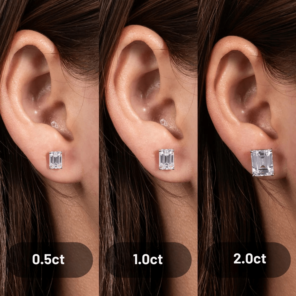 Brinco Esmeralda Haste em Ouro 10k Moissanite - Momi Jewel
