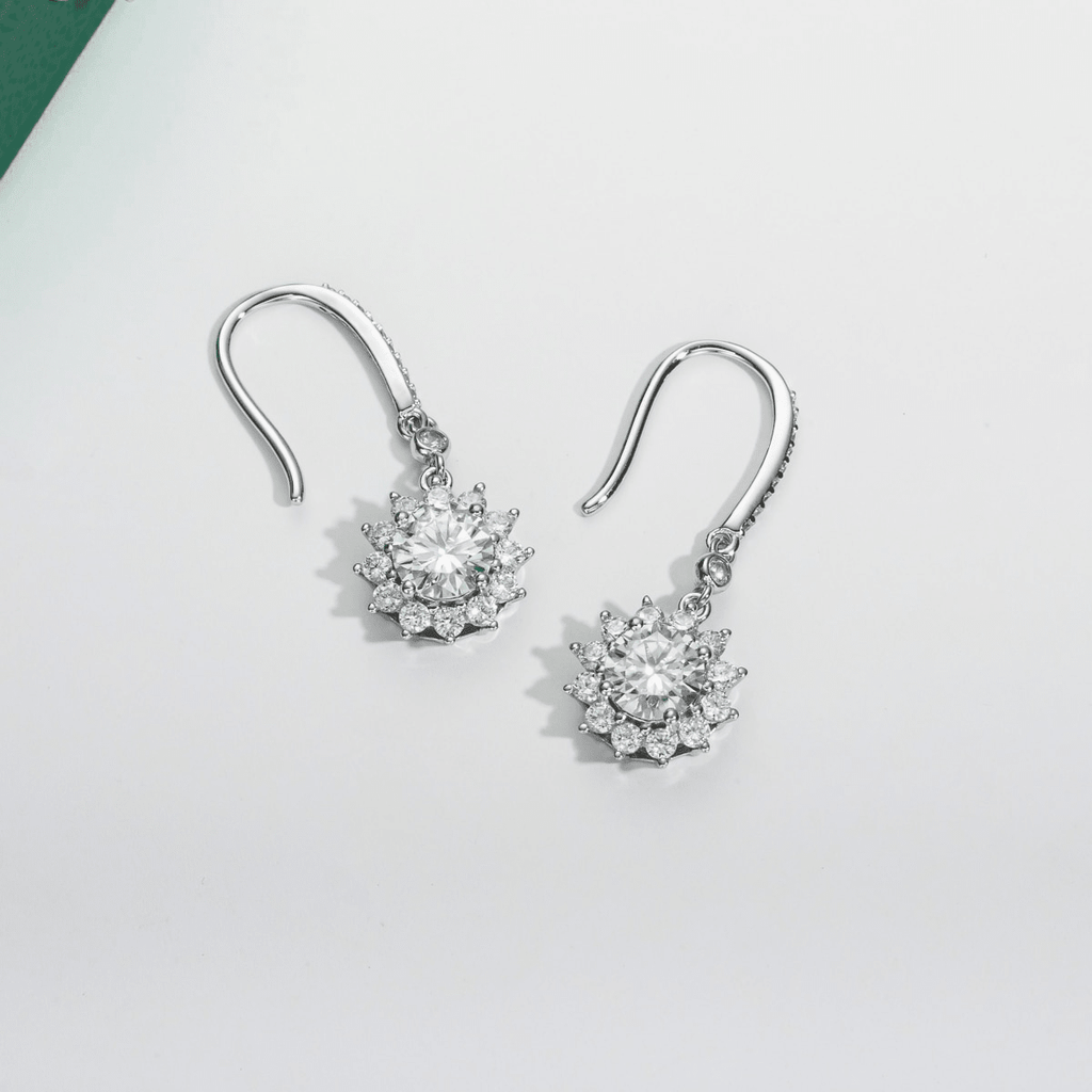 Brinco Gota Girassol Moissanite Moissanite - Momi Jewel