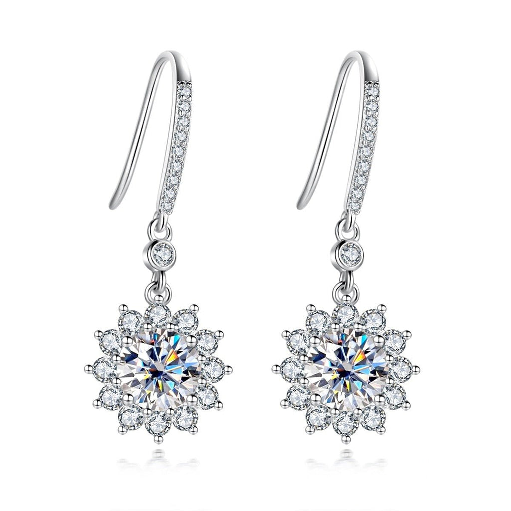 Brinco Gota Girassol Moissanite Moissanite - Momi Jewel