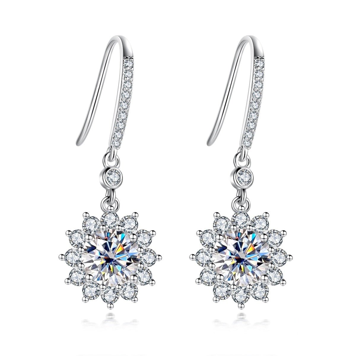 Brinco Gota Girassol Moissanite Moissanite - Momi Jewel