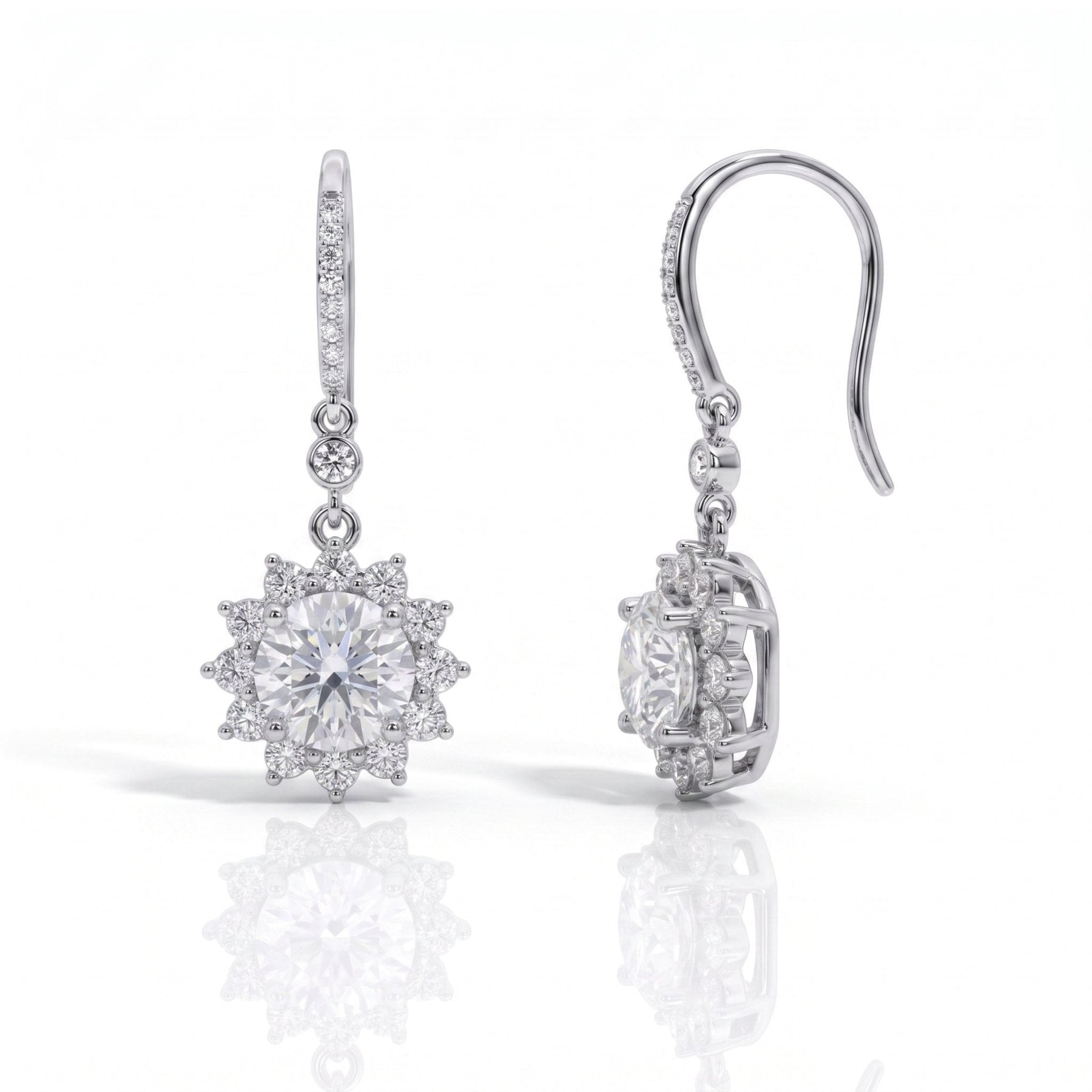 Brinco Gota Girassol Moissanite Moissanite - Momi Jewel