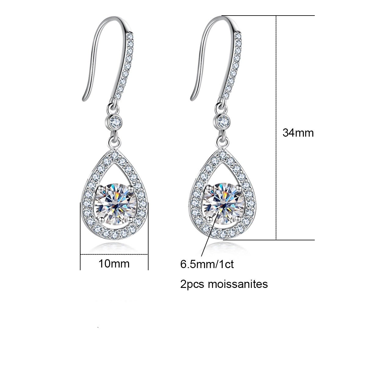 Brinco Gota Pera Moissanite Moissanite - Momi Jewel