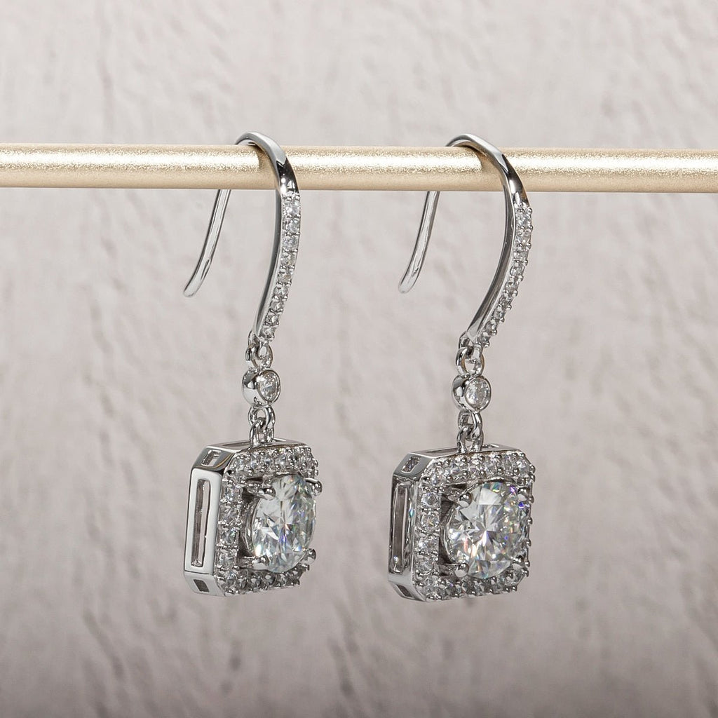 Brinco Gota Quadrado Moissanite Moissanite - Momi Jewel