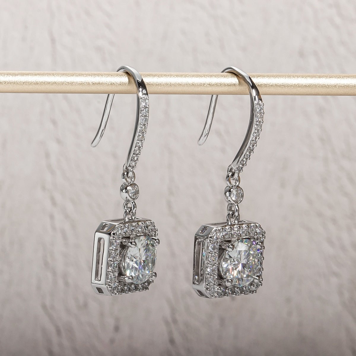 Brinco Gota Quadrado Moissanite Moissanite - Momi Jewel
