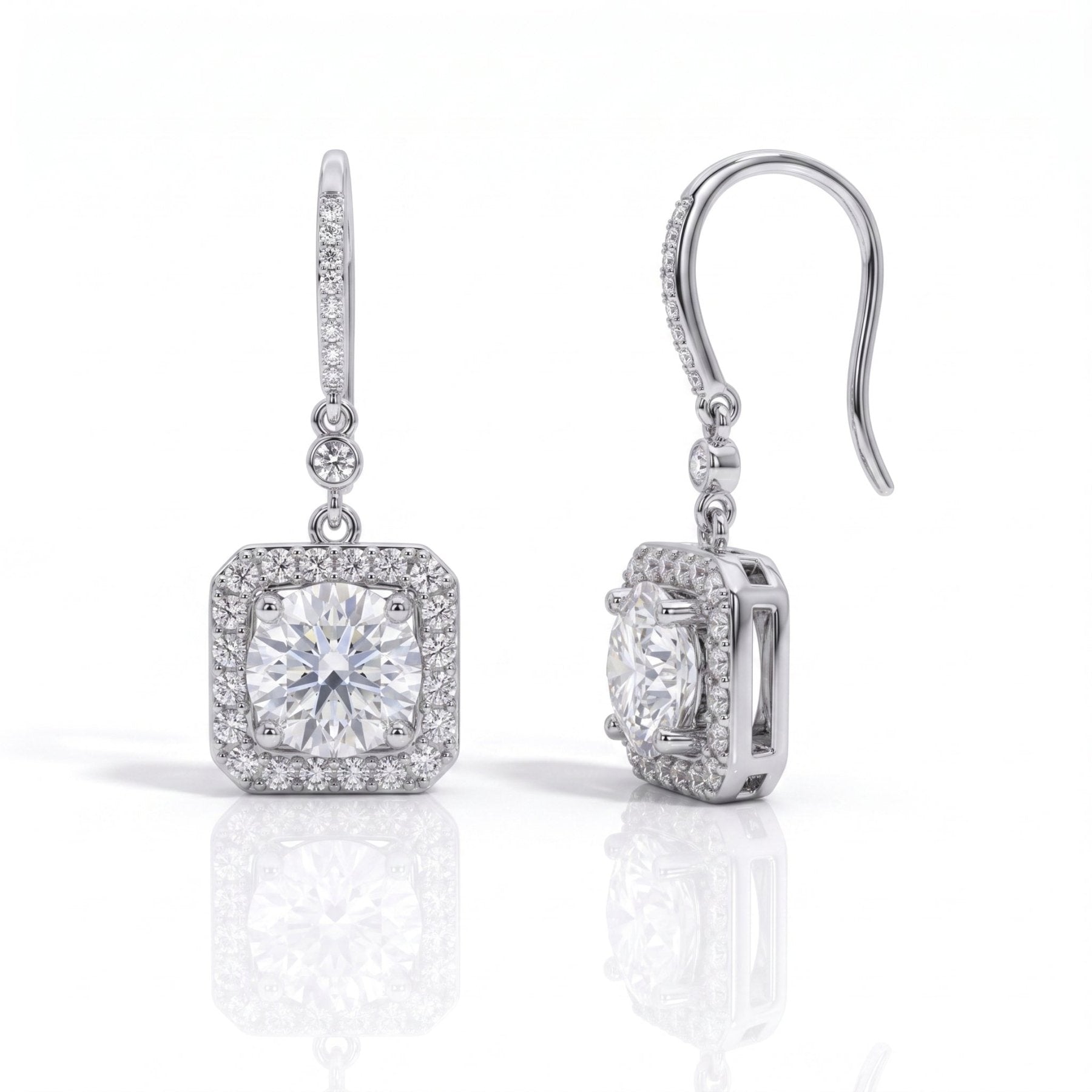 Brinco Gota Quadrado Moissanite Moissanite - Momi Jewel