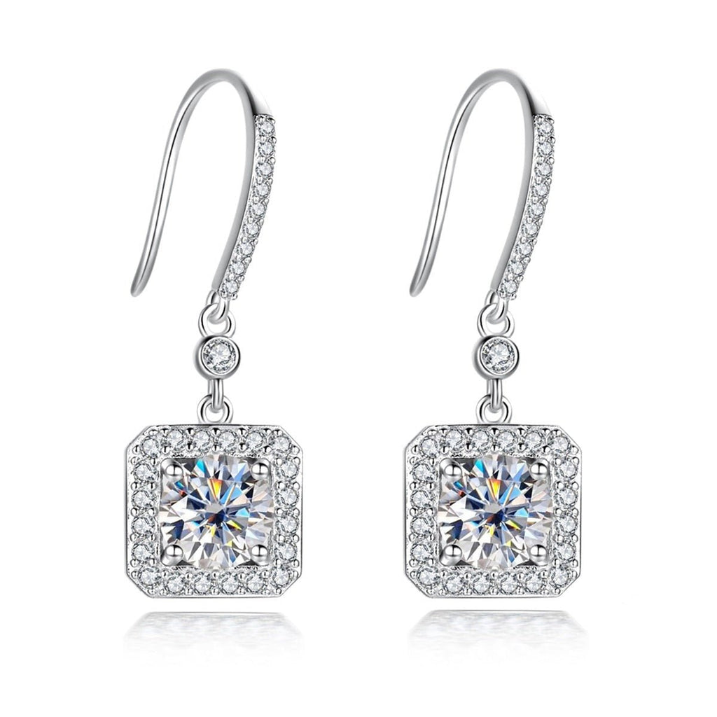 Brinco Gota Quadrado Moissanite Moissanite - Momi Jewel