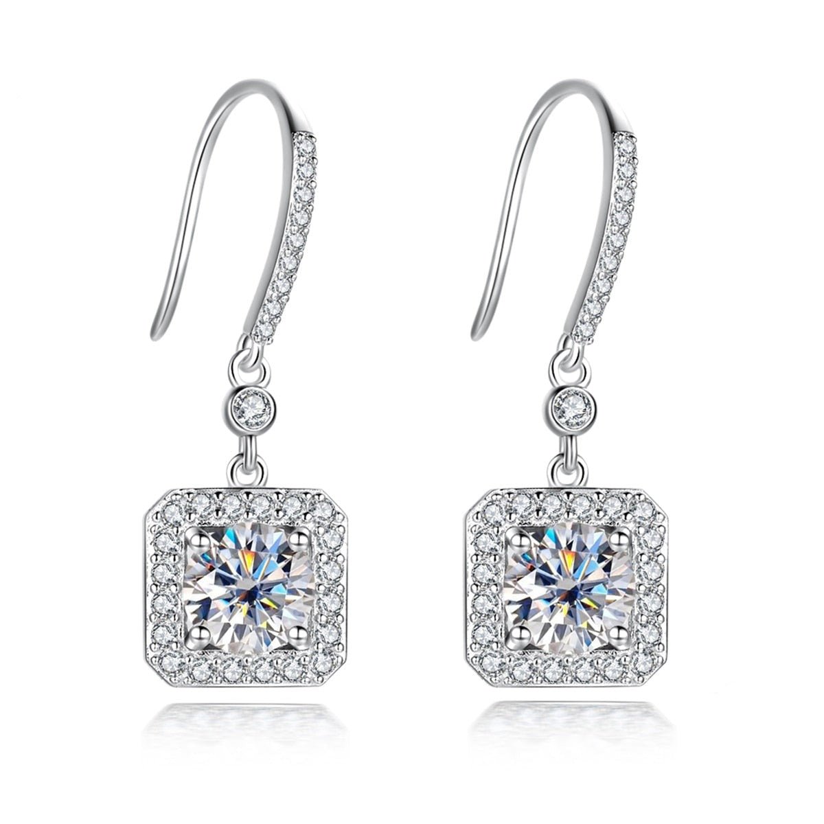Brinco Gota Quadrado Moissanite Moissanite - Momi Jewel