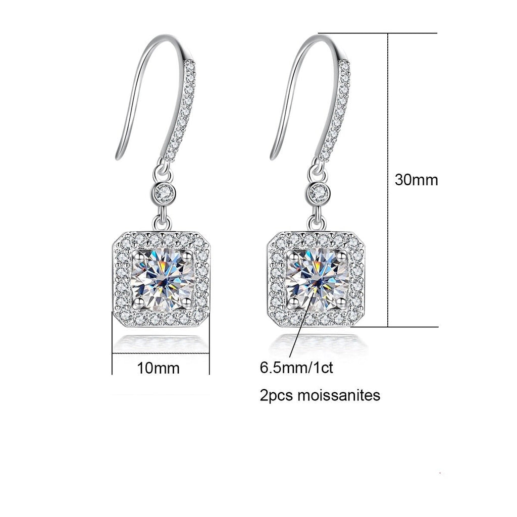 Brinco Gota Quadrado Moissanite Moissanite - Momi Jewel