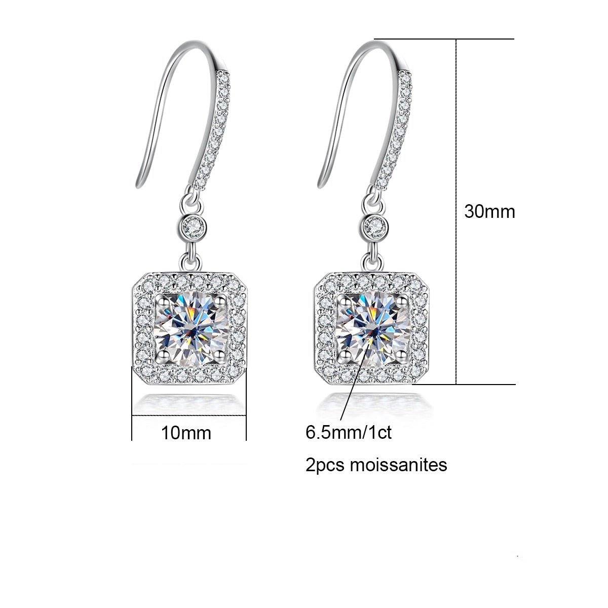 Brinco Gota Quadrado Moissanite Moissanite - Momi Jewel