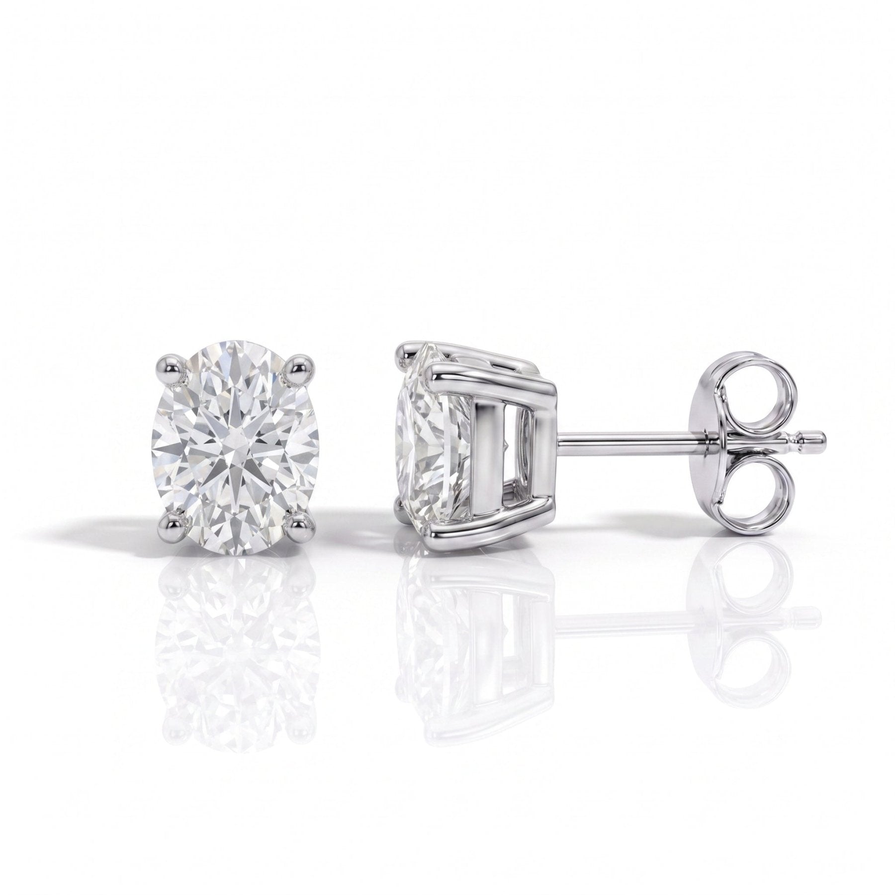 Brinco Oval Haste em Ouro 10k Moissanite - Momi Jewel