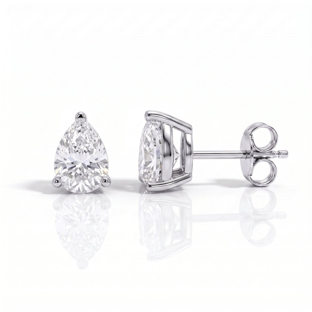 Brinco Pera Haste em Ouro 10k Moissanite - Momi Jewel