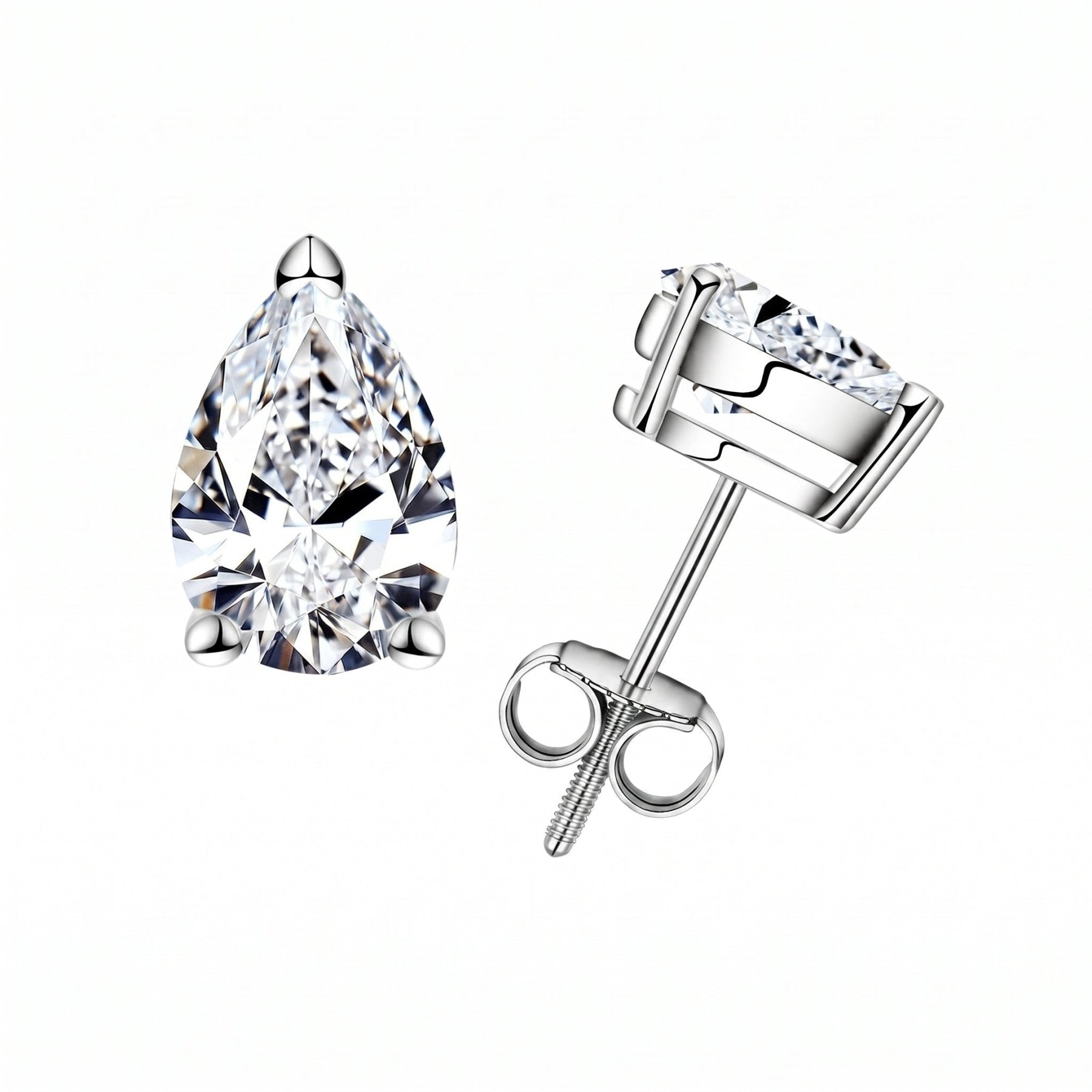 Brinco Pera Haste em Ouro 10k Moissanite - Momi Jewel