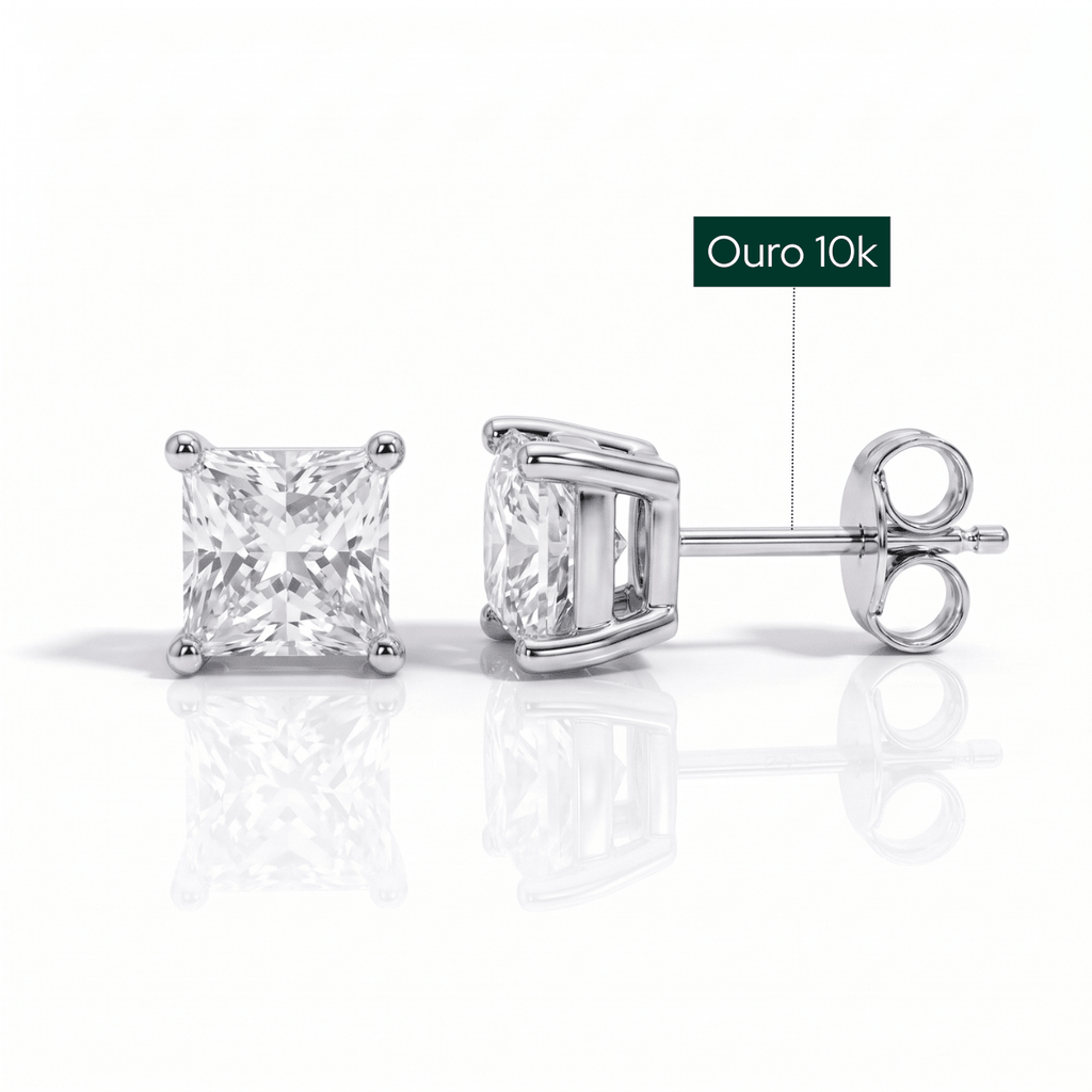 Brinco Princesa Haste em Ouro 10k Moissanite - Momi Jewel
