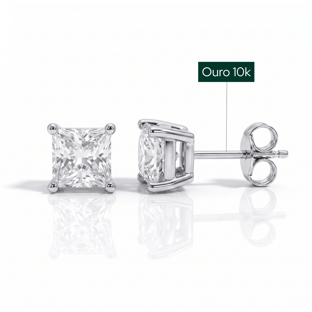 Brinco Princesa Haste em Ouro 10k Moissanite - Momi Jewel