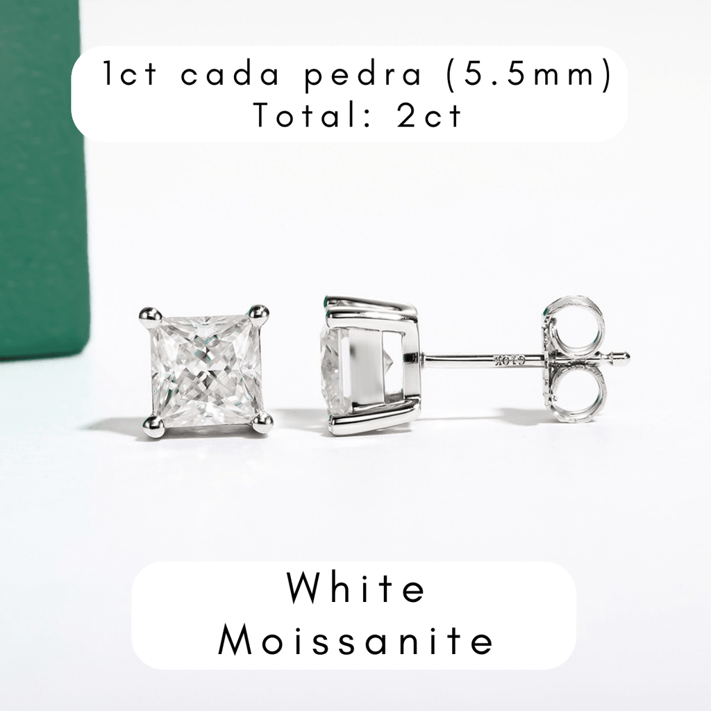 Brinco Princesa Haste em Ouro 10k Moissanite - Momi Jewel