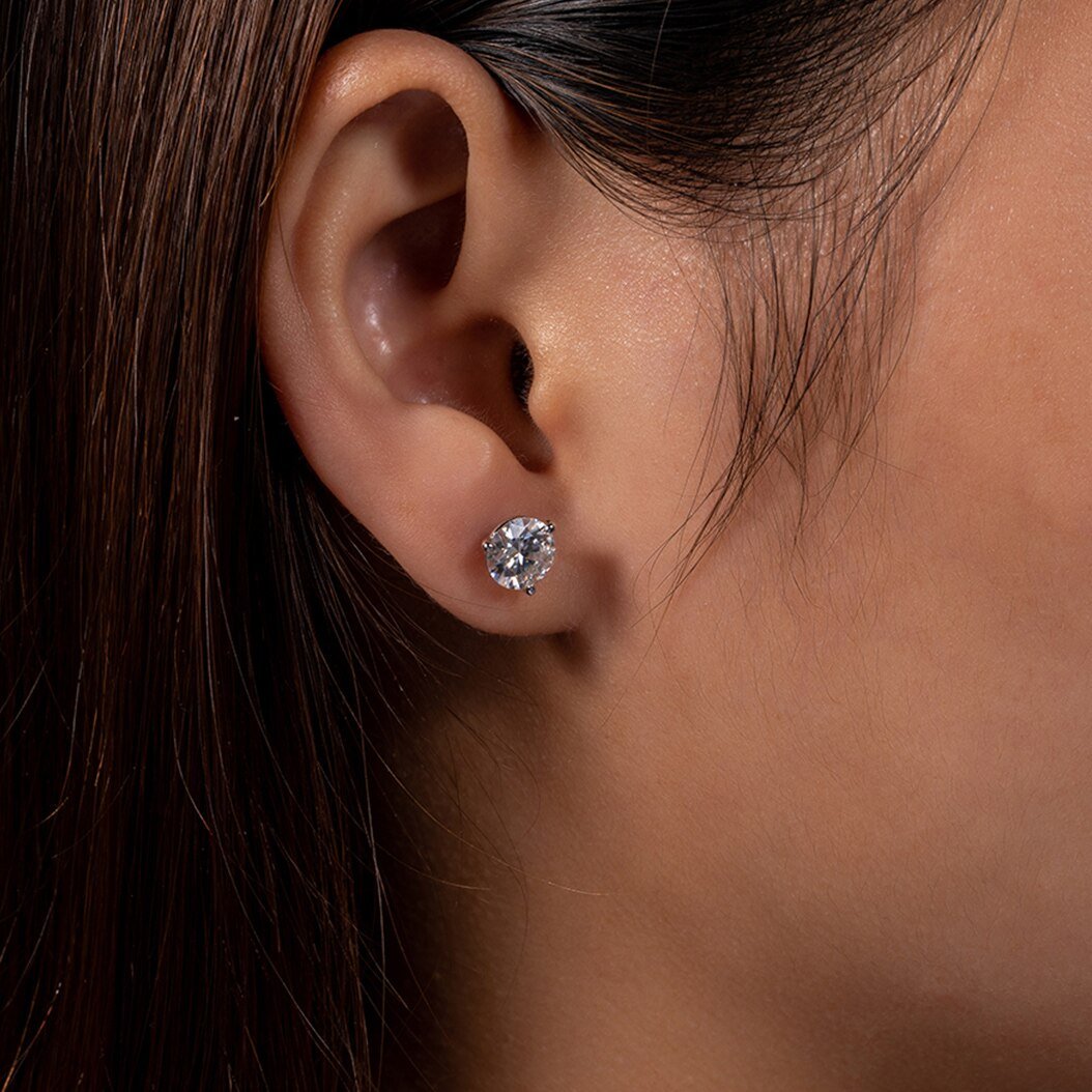 Brinco Solitário 3 Garras Moissanite Moissanite - Momi Jewel