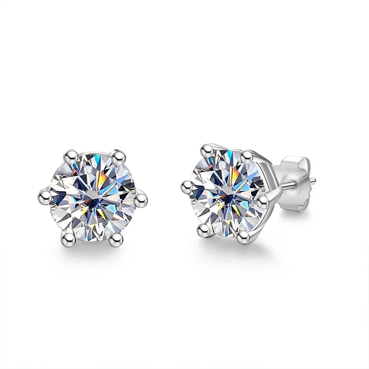 Brinco Solitário 6 Garras Moissanite Moissanite - Momi Jewel