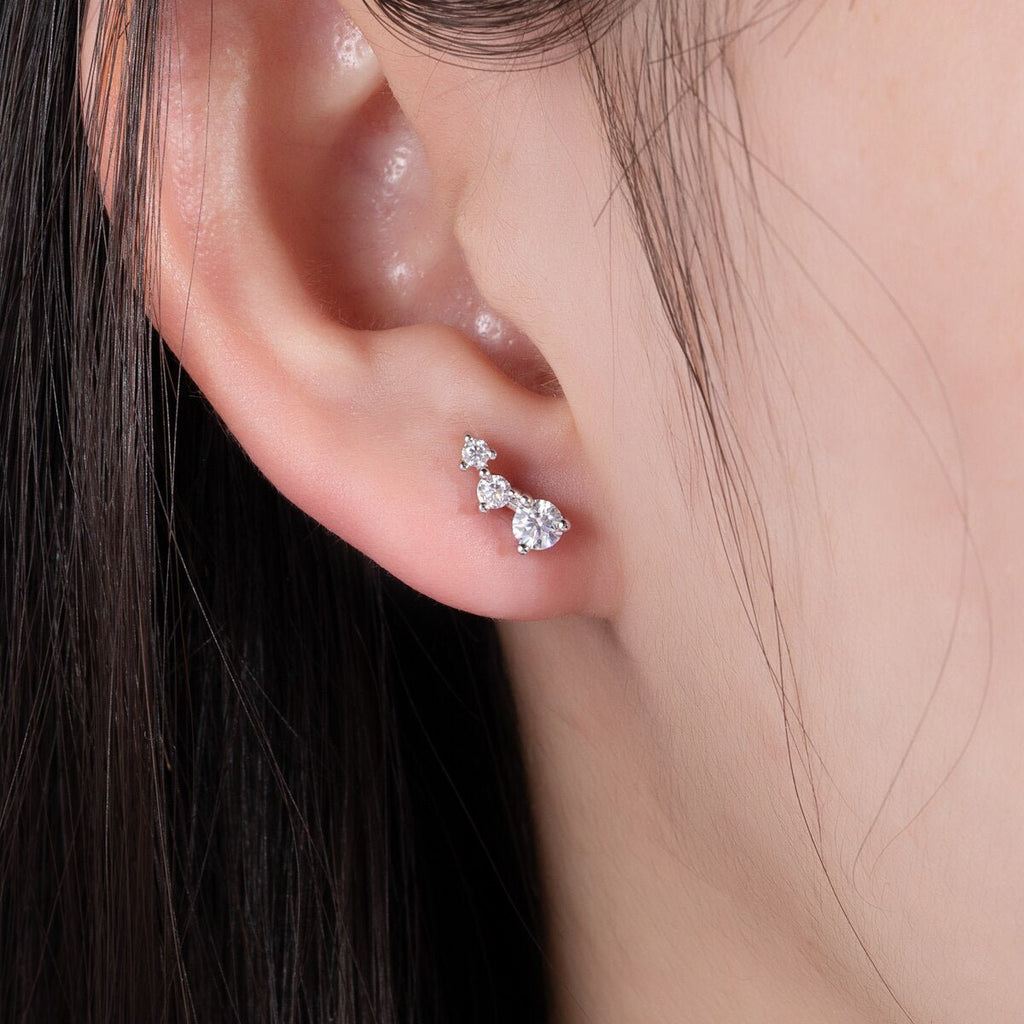 Brinco Trio Moissanite Moissanite - Momi Jewel