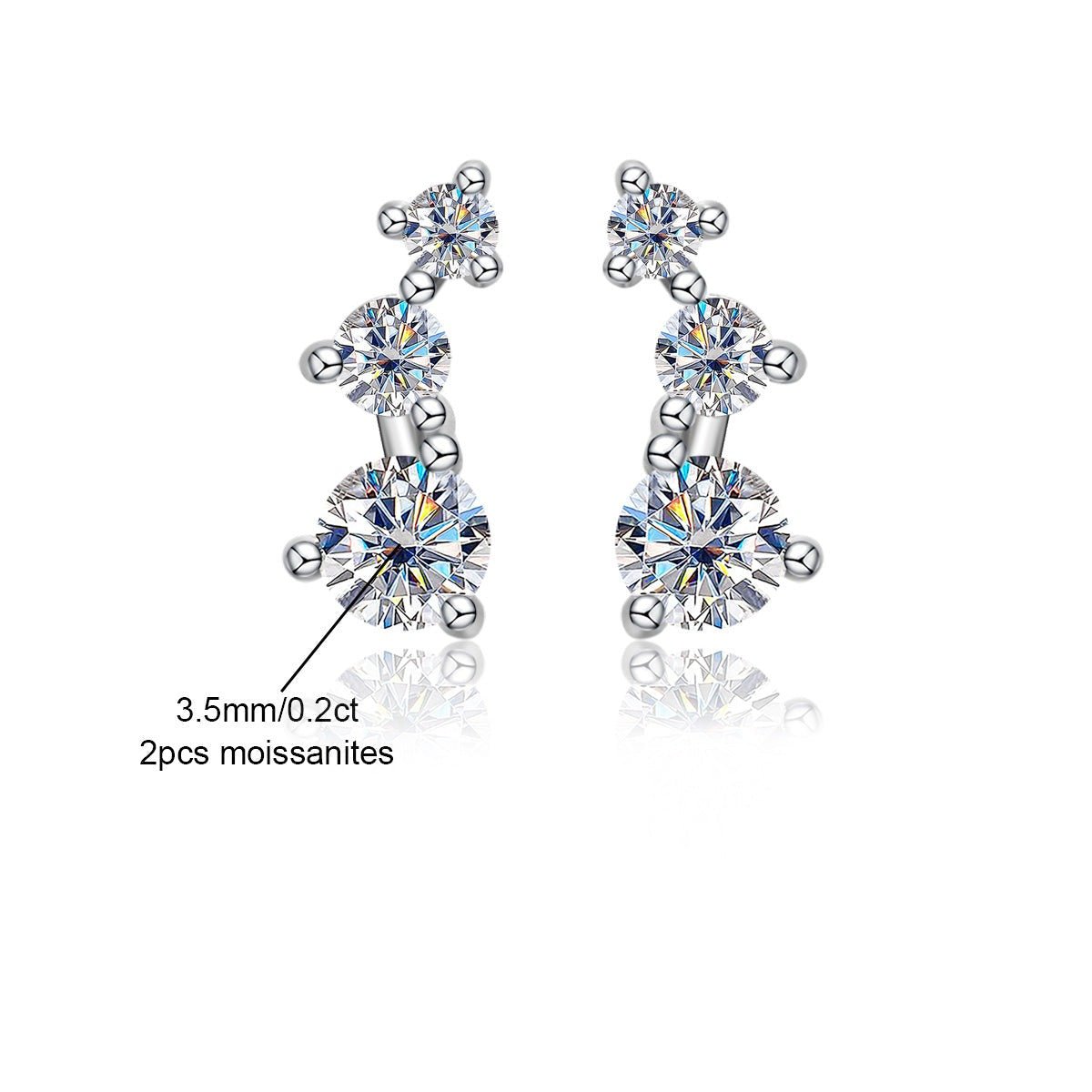 Brinco Trio Moissanite Moissanite - Momi Jewel