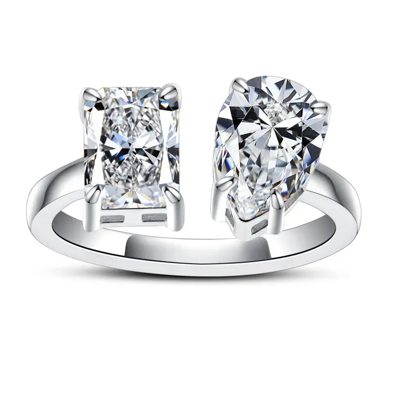 Anel Radiant Pear Moissanite Anel Solitário