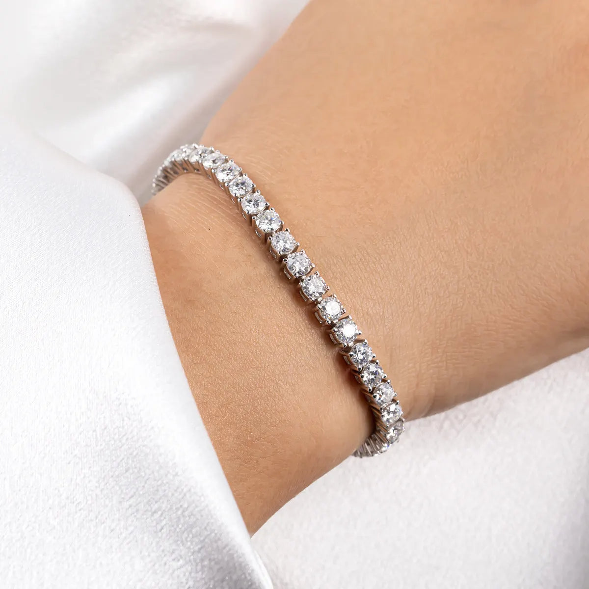Pulseira Riviera 4.0mm Moissanite Pulseira