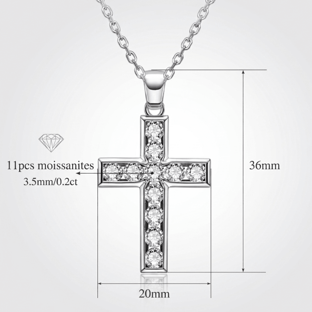Colar Cruz Preciosa Moissanite Moissanite - Momi Jewel
