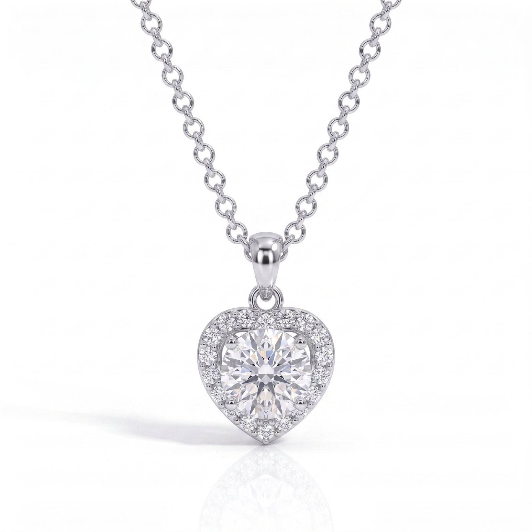Colar Halo Coração Moissanite Moissanite - Momi Jewel