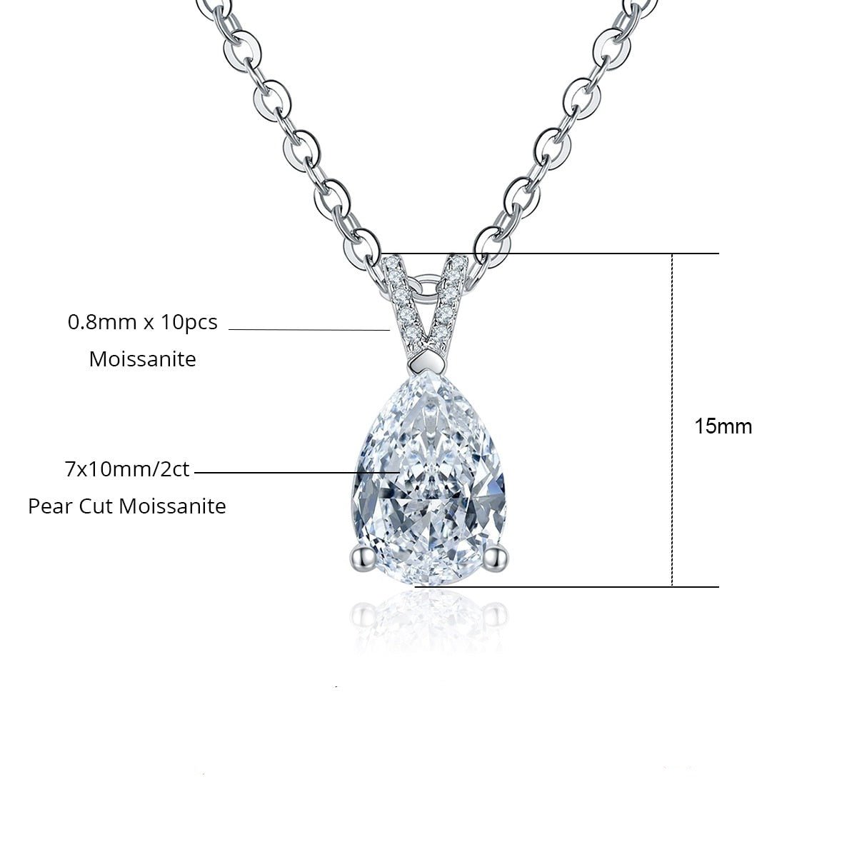 Colar Pear Moissanite Moissanite - Momi Jewel