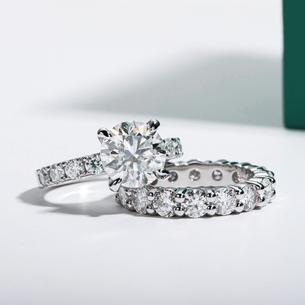 Conjunto Anel Jasmin e Aliança Wedding Moissanite - Momi Jewel