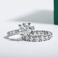 Conjunto Anel Jasmin e Aliança Wedding Moissanite - Momi Jewel