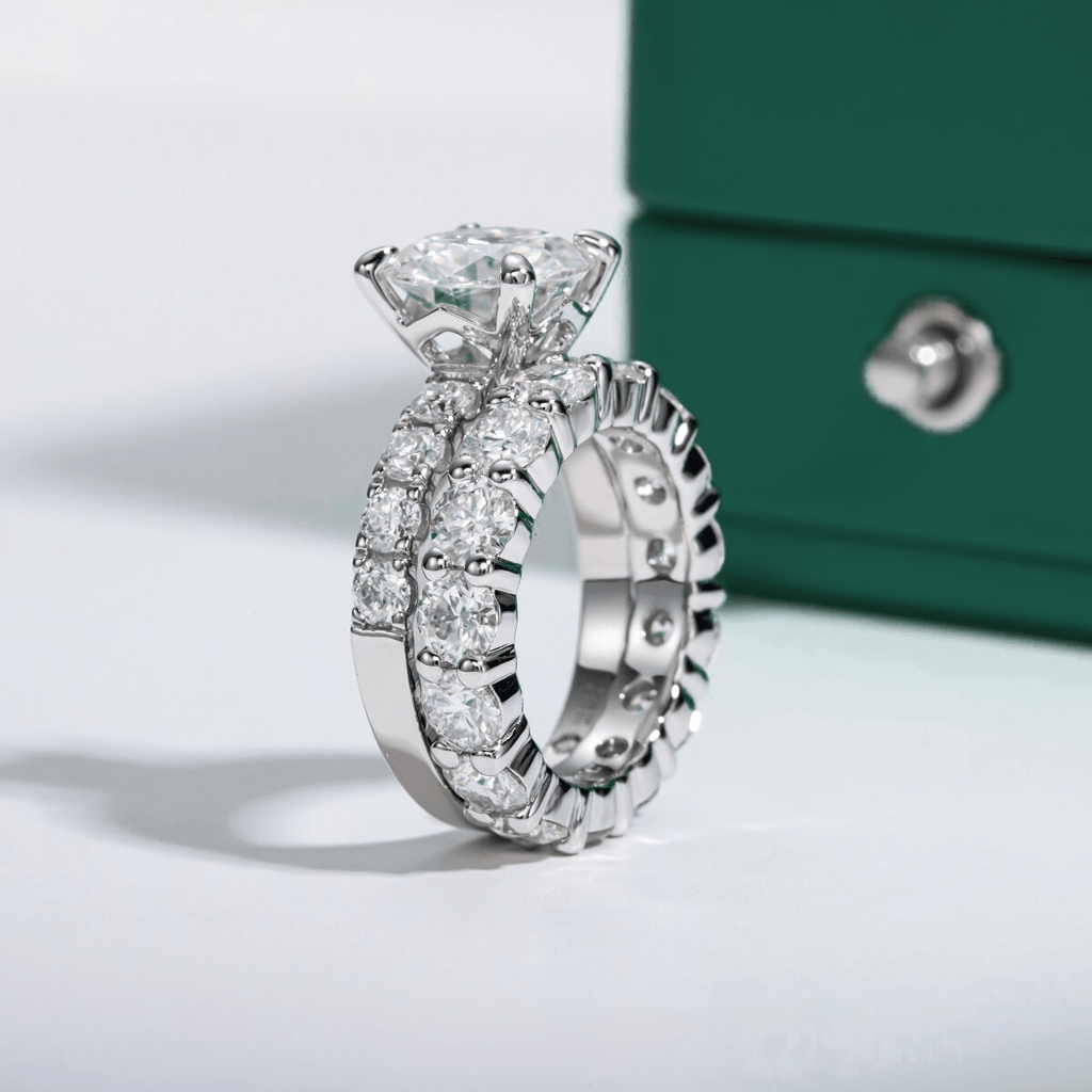 Conjunto Anel Jasmin e Aliança Wedding Moissanite - Momi Jewel