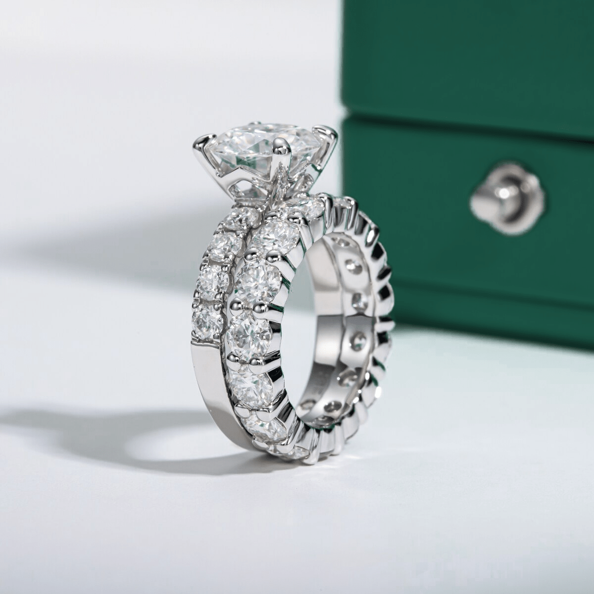 Conjunto Anel Jasmin e Aliança Wedding Moissanite - Momi Jewel
