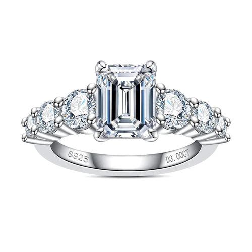 Anel Amara Esmeralda Moissanite Anel Solitário