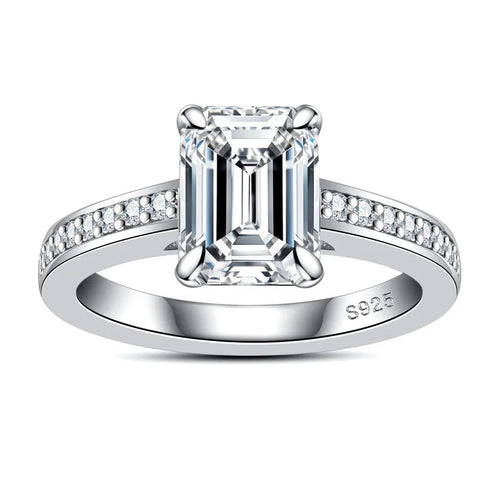 Anel Aura Esmeralda Moissanite Anel Solitário